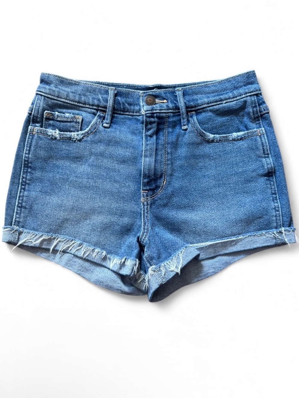 Hollister Classic High Rise Short-Short Vintage Stretch Blue Denim Shorts Sz 27